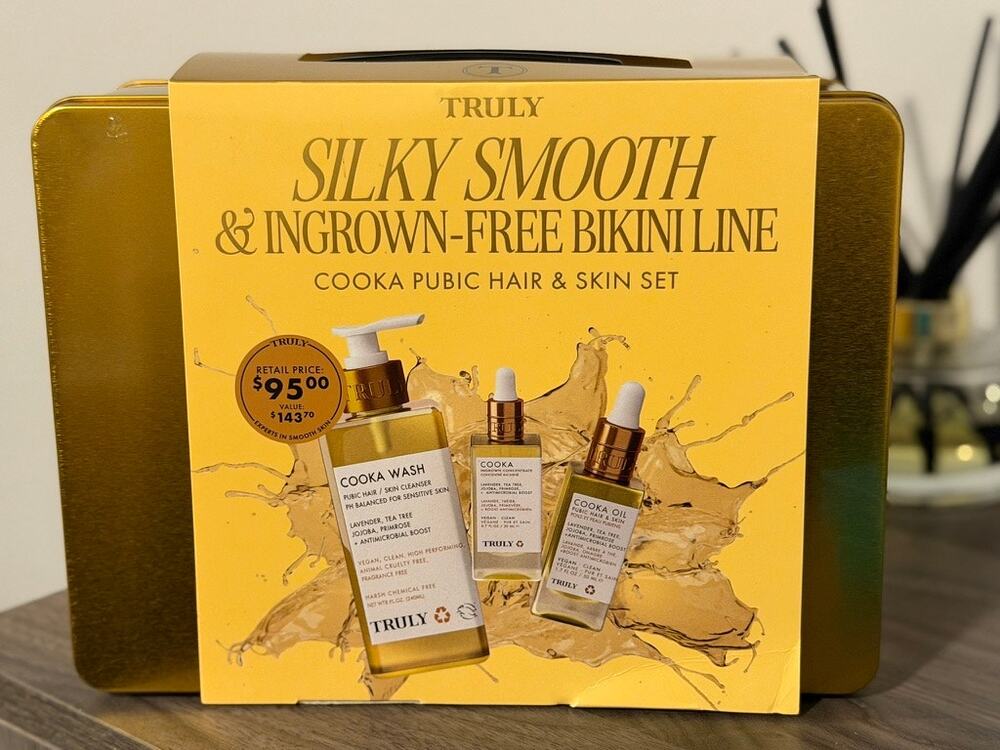 Truly Cooka Pubic Hair & Skin Set Gold Lunchbox 3pc NEW $144 Value